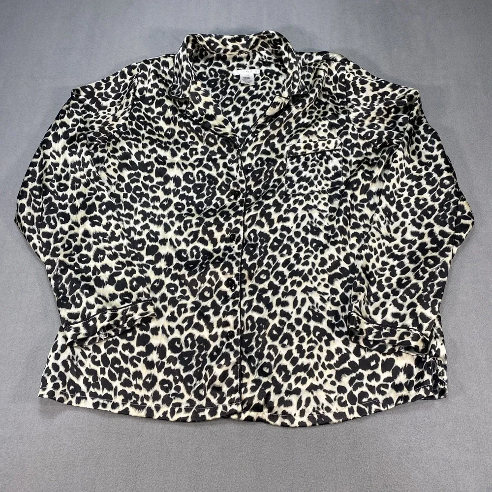 Victoria's Secret Leopard Satin Pajama Set Womens XL Top Pants Animal Print